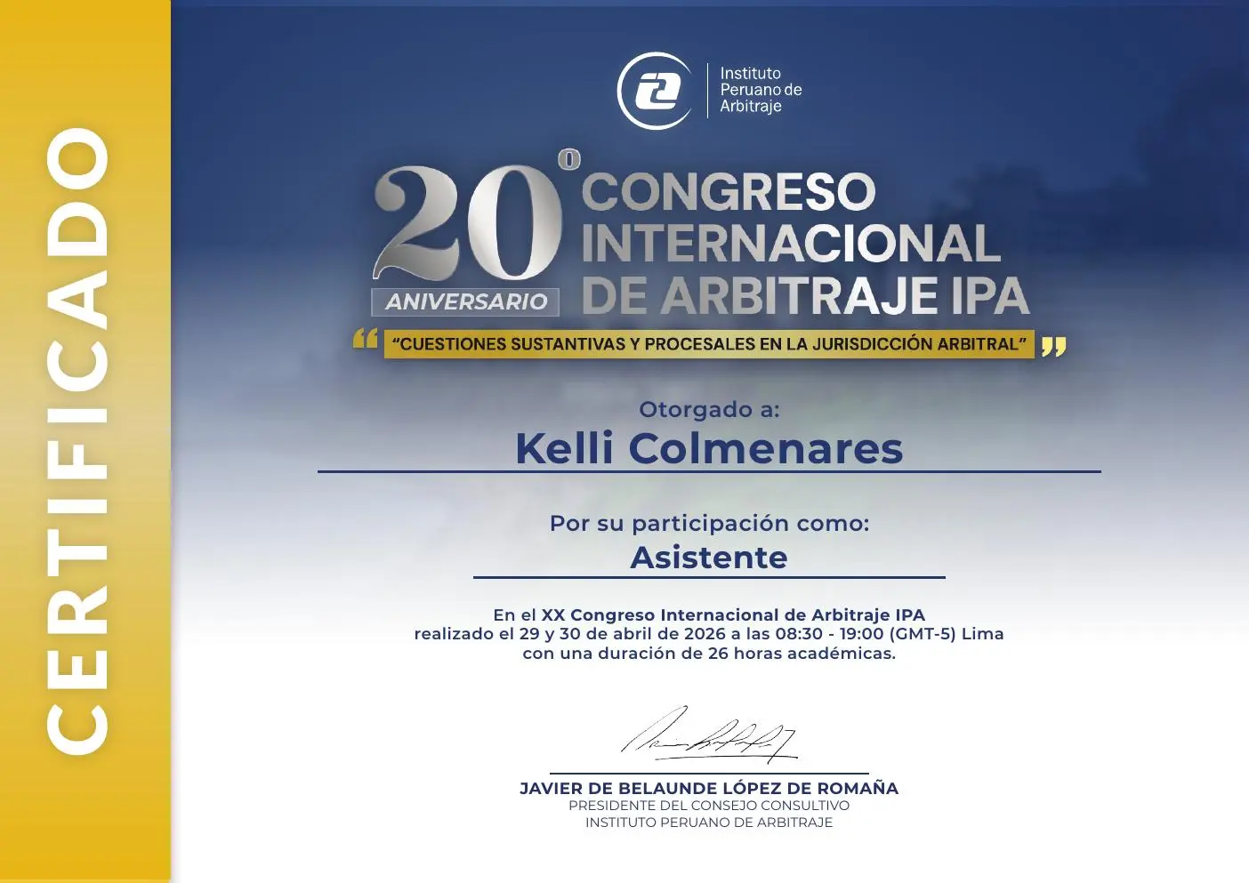 Certificado de participación