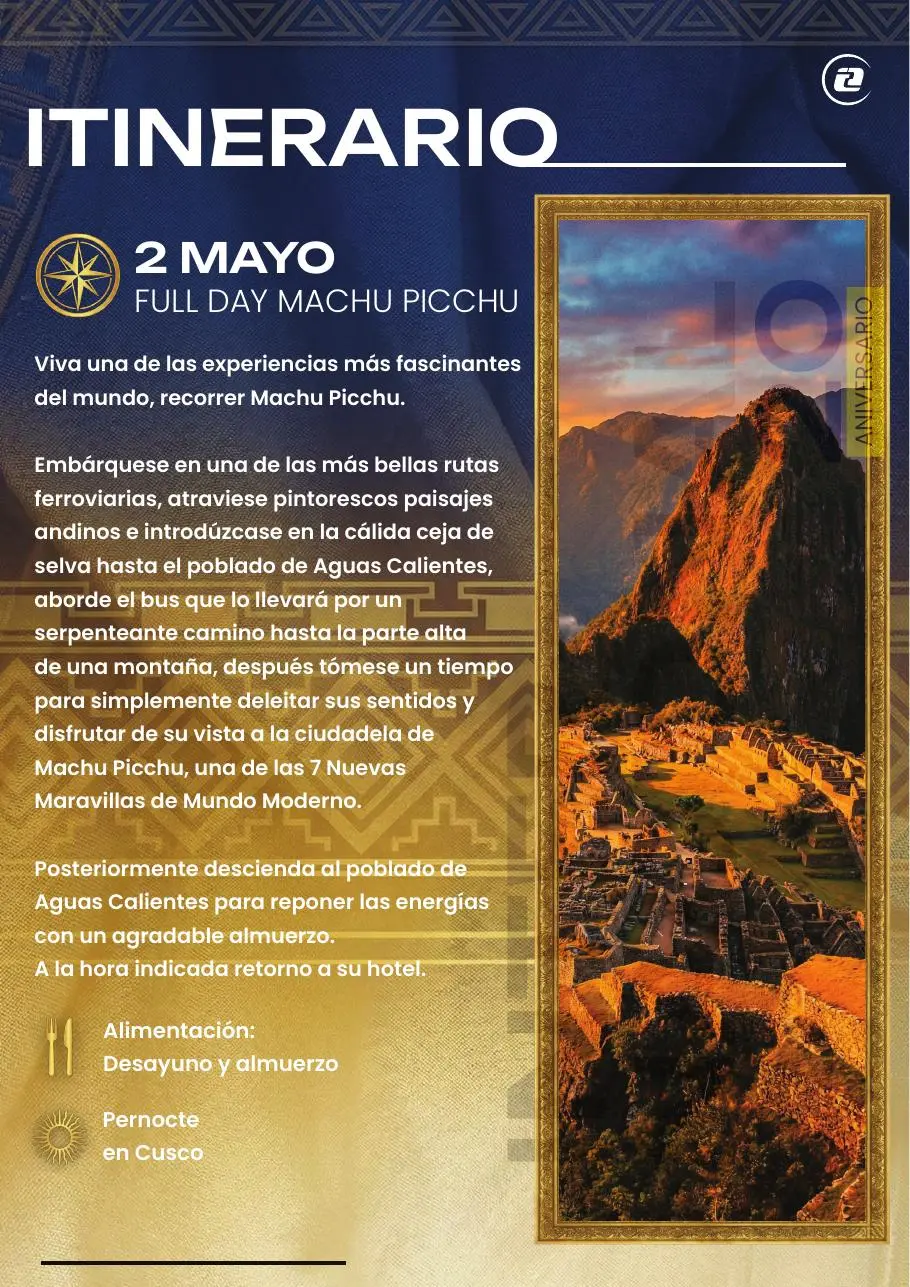 Página interior del primer día en Cusco